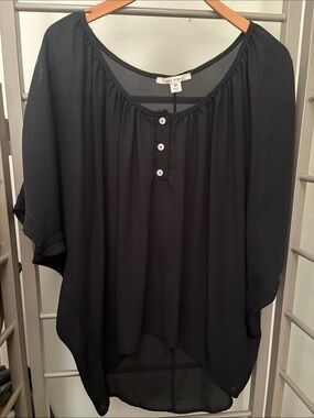 miami black chiffon button-placket blouse